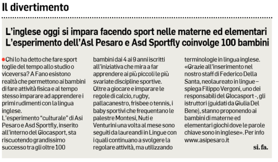 I bambini del GiocaSport a lezione di Inglese by FanoInforma