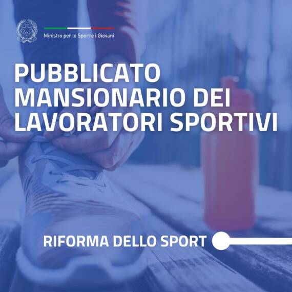 Pubblicato il mansionario dei lavoratori sportivi